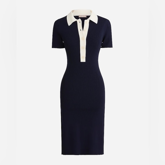 J. Crew Navy and Cream Short Sleeve Bussiness office Sweather Dress Size Large